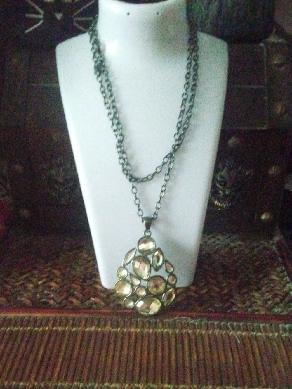Lia Sophia Multi-Chain Necklace with Gold-Tone Gem Cluster 18'chain